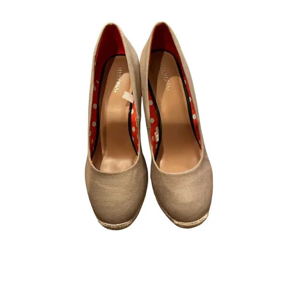 Merona Marguerite Wedge Espadrille Shoes Canvas Neutral Womens Size‎ 9.5 NWB